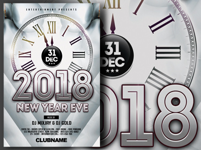 New Year Flyer Template 2018 new year advertising clean event flyer flyer design flyer template new year new year flyer nye poster print template white