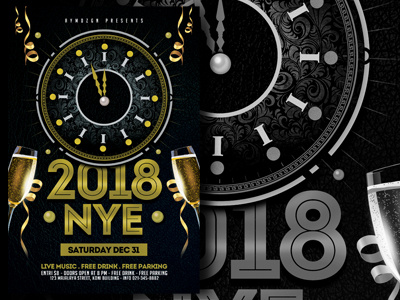 New Year Eve Flyer Template 2018 nye advertising black celebration firework flyer template gold happy new year new year eve