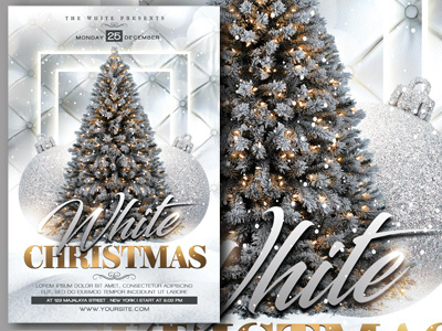 Christmas Flyer christmas clean flyer design flyer template gold greeting poster print template tree white