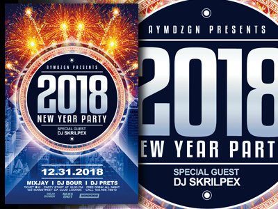 New Year Flyer Template 2018 nye advertising celebration color firework flyer template happy mock up new year new year eve new year party