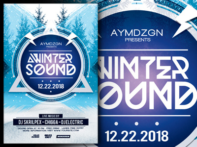 Winter Sound Flyer advertising creative event flyer template mock up party poster snow template winter