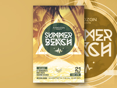 Summer Beach Flyer Template colors flyer design flyer template invitation mock up poster print design summer template tropical