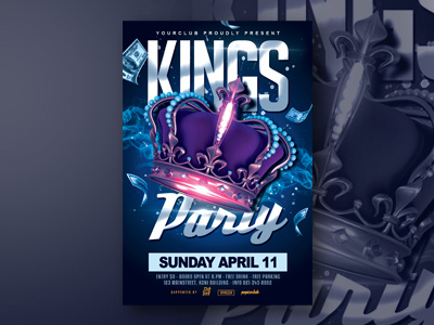 Kings Party Flyer birthday crown event flyer flyer flyer design flyer tempate kings day koningsdag party flyer poster design template