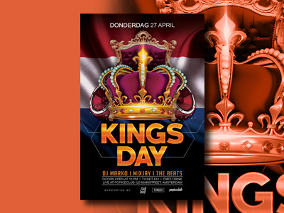 Kings Day Flyer Template advertising color event flyer flyer design flyer template graphic design kings kings day koningsdag poster