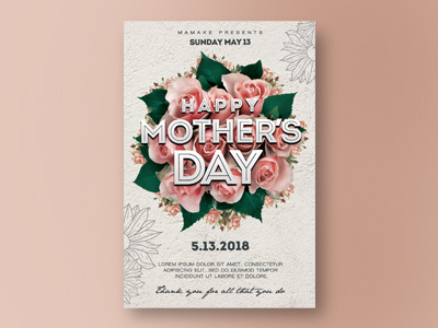 Mother's Day Flyer Template card design floral flower flyer flyer design flyer template greeting mockup mothers day print design professional texture