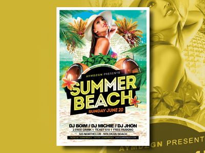 Summer Beach Flyer event flyer flyer flyer design flyer template party flyer poster print design print template social media summer summer beach