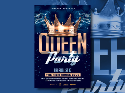 Queen Party Flyer birthday card birthday flyer event flyer flyer flyer design flyer template invitation party flyer print design print template queen queen party