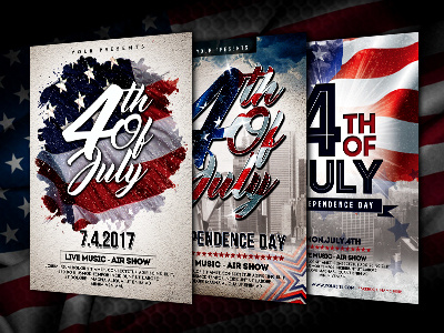 4th of July - Independence Day Flyer Bundle 4th of july advertising flyer flyer design flyer template independence day mock up poster print design template usa