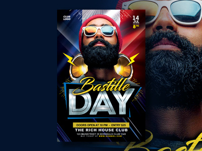 Bastille Day Party Flyer Template advertising bastille day event flyer flyer flyer design flyer template mock up poster print design print template template