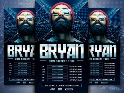 DJ Tour Dates Flyer Template by AyumaDesign on Dribbble