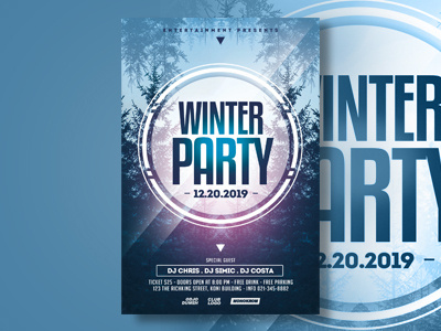 Winter Party Flyer abstract advertising blue blue and white cold event event flyer flyer flyer design flyer template party event print design snow white winter winter bash winter olympics winter party