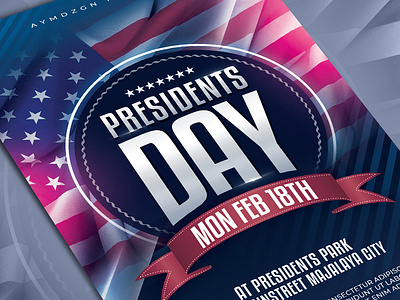 Presidents Day Flyer Template 4th of july advertising american event event calendar event flyer flyer flyer design flyer template labor day mock up party flyer poster poster design poster template presidents day print design print template template usa veterans day