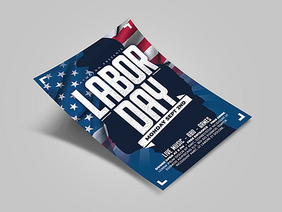 Labor Day Flyer advertising america american event blue event flyer flyer design flyer template labor day party flyer labor day weekend flyer laborer mock up poster poster design print design print template red star usa vector