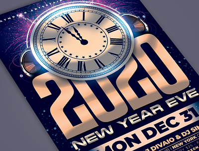 New Year Eve Flyer Template countdown event flyer firework flyer flyer design flyer template new year 2020 new year party new years eve nye flyer party event party flyer party poster poster poster design print design print template purple template template design