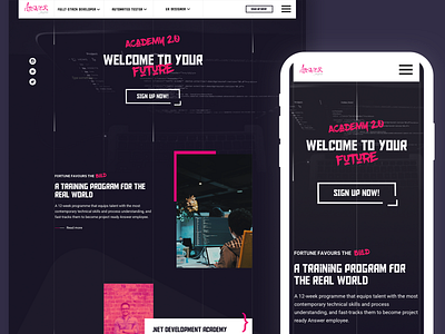 Academy 2.0 branding design developer layout learning learning platform typography ui ux