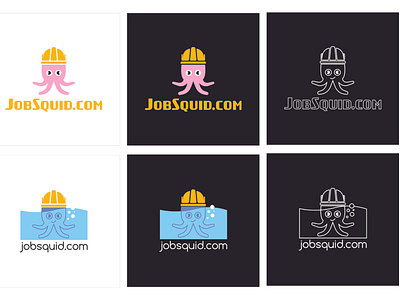 Variants of logo for "JobSquid" company