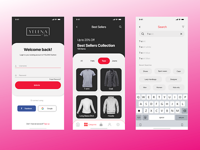 Yelena Fashion Store app ui ux