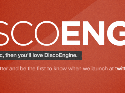 DiscoEngine:  Splash Page