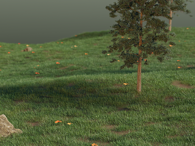 Grass Field 3d animation field grass landscape photorealism photorealistic render rendering trees