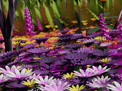 Flowers 3d flowers landscape rendering