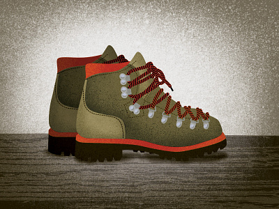 Chubby Little Hiking Boots boots camping hiking illustration woodgrain