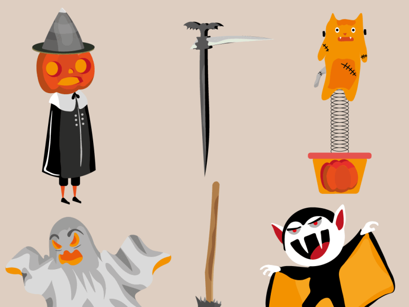 Halloween style stickers design illustration ui vector