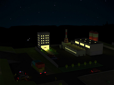 Tetrislandia #4 3d cars cubic dark factory lowpoly night sky tetris tetrislandia wip