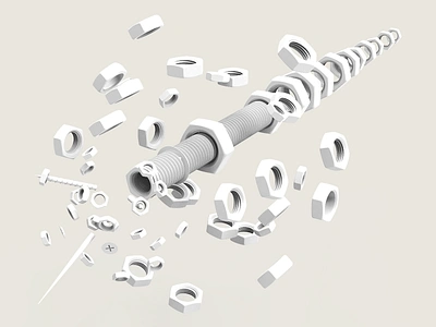 Nuts and Bolts #1 1stwip 3d blankrender bolts newartwork nuts screw wip