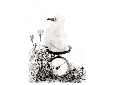 Nestling bird black and white blackandwhite graphic graphicart illustraion illustration art nest pencil