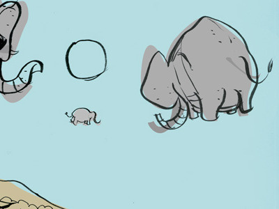 flying elephants animals digital elephants illustration pen and ink