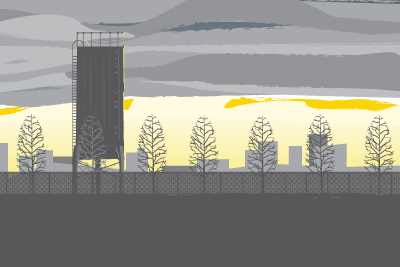 Bunker Sunrise doodles illustration vector