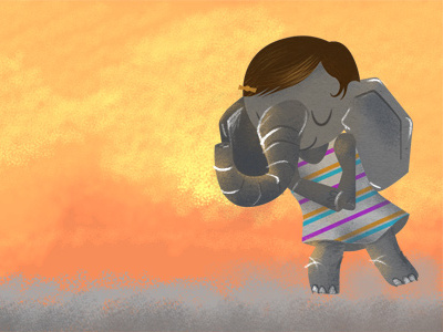 elephant girl character digital elephant illustration texture