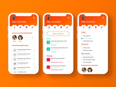 Roomate App Concept app checklist figma financial payment roomate ui ux