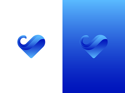 Heart Wave Logo gradient logo heart icon heart logo icon logo love icon love logo neomorphism sea logo skeuomorphism smooth logo wave icon wave logo