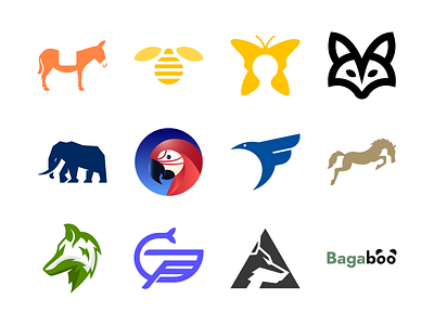 Logo Folio 2020 Vol. 09 animal logo bee logo bird logo butterfly logo cockatoo logo dog logo donkey logo elephant logo fox logo horse jump logo icon logo mustang logo negative space logo panda logo pictorial mark simple logo whale logo