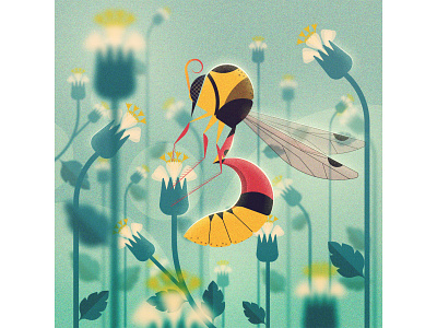 36daysofType2020 _G_Potter Wasp 36daysoftype 36daysoftype07 illustration insects nature vector