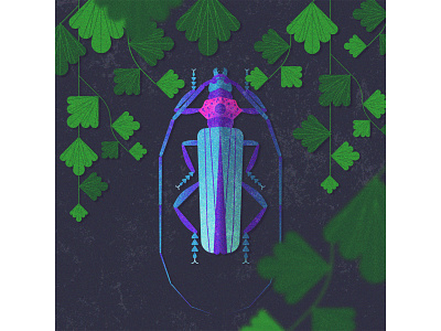 36daysofType2020 _I_Musk Beetle 36daysoftype 36daysoftype07 illustration insects nature vector