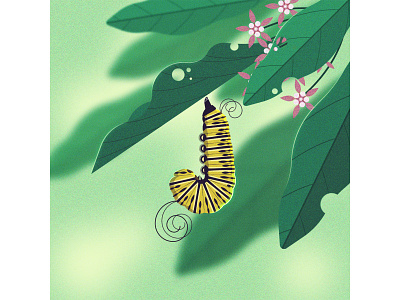 36daysofType2020 _J_Monarch Caterpillar 36daysoftype 36daysoftype07 illustration insects nature vector