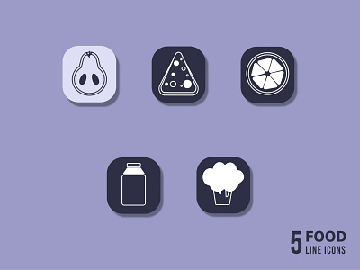 Food line icons adobe illustrator broccoli cheese food graphic design healthy icon illustration milk minimal orange outlineart pear vector webapps