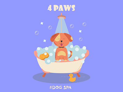 Dog spa 4 paws adobe illustrator bath design dog dog spa graphic design grooming illustration