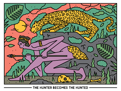 The Hunter Becomes The Hunted animal illustration character design editorial illustration illustration jungle vector vector illustration