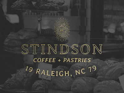 Stindson Coffee + Pastries badge brand branding elegant food design illustration logo logo design north carolina raleigh typography vintage