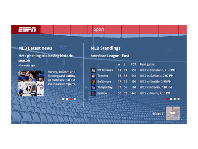 Sport App for Digital Signage 16:9 app baseball digital signage screen sport ui