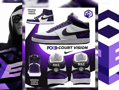 POE3D Court Vision ( Nike Custom prototypes ) branding custom shoes graphic design jordan nike purple