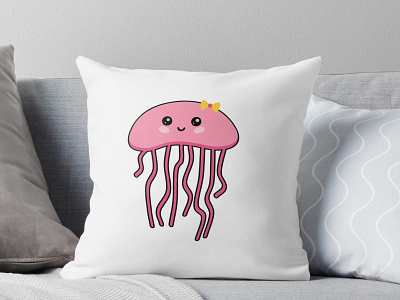 cute jellyfish with a bow bow cute dribbble illustration jellyfish pink
