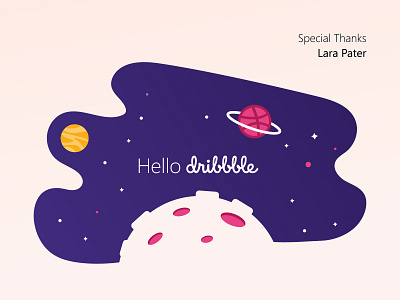 Hello Dribbble debut dribbble first illustration shot space