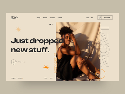 drop - Main Screen UI Concept agency clothing creative design minimal portfolio sales shop shopify shopping ui ux web web design