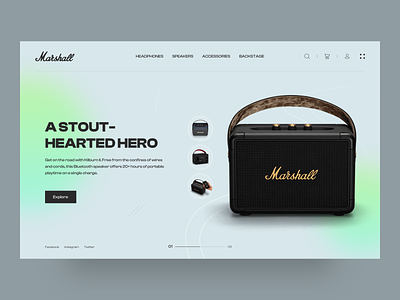 Marshall - UI Main Screen agency creative design gradient headphones marshall minimal sale shop simple ui ux web design webshop