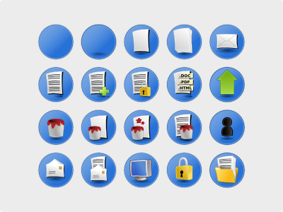 Some icons I made back when they were cool blue circle icons office pictograms