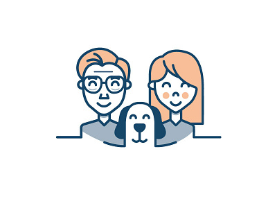 A dog and his friends dog family friends group happy icon illustration meeting vector